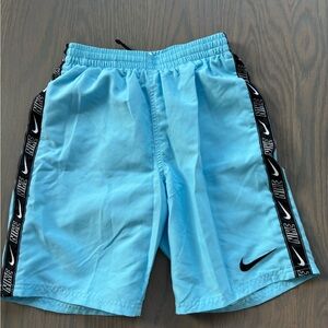 Nike Kids Light Blue Swim Trunks with Black Trim